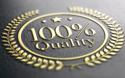 100% Quality Guarantee Golden Stamp Over Black Background, 3d illustration